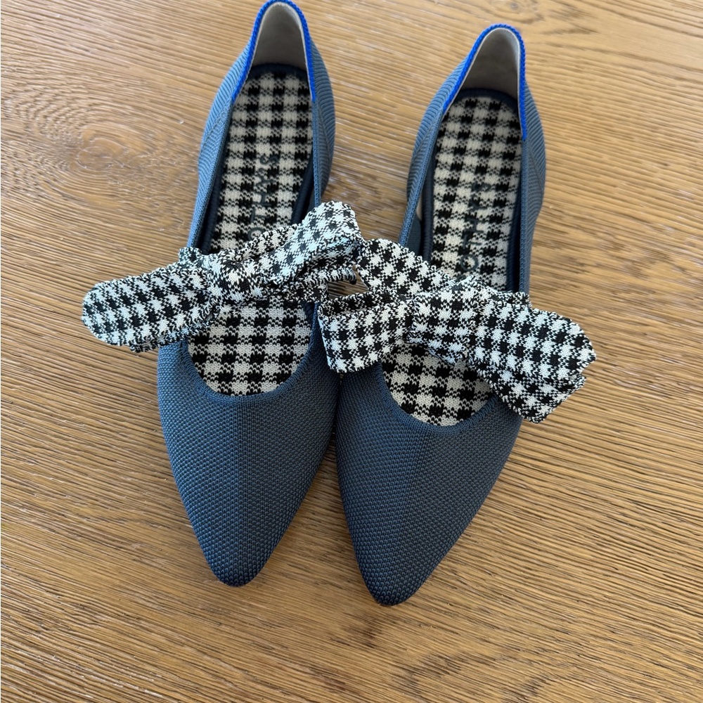 Rothy’s Mary Jane Bow Flat in Ink Gingham